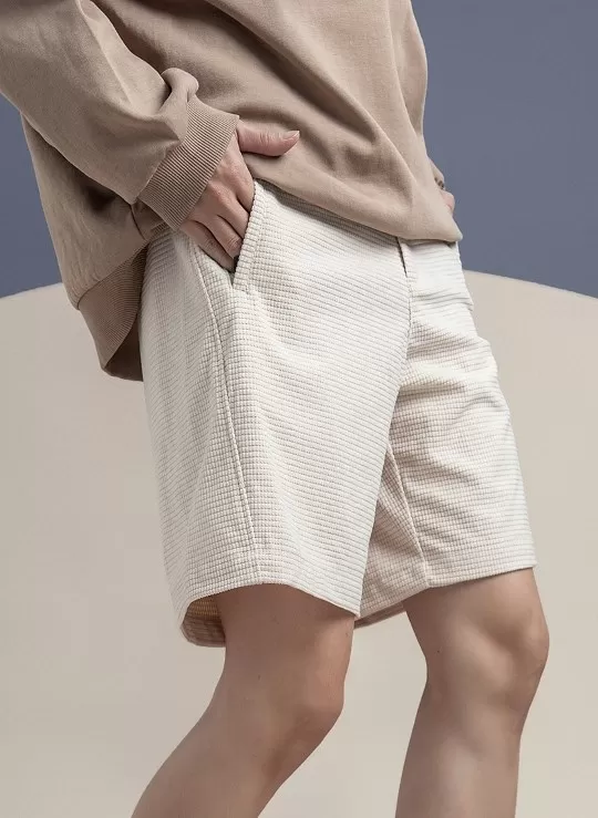 Quần Short Lưng Gài Trên Gối Vải Denim Co Giãn Biểu Tượng Dáng Rộng