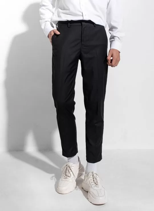 Quần Tây Sợi Tự Nhiên Co Giãn Cấp Độ 1 Trơn Dáng Vừa Đơn Giản Gu Tối Giản